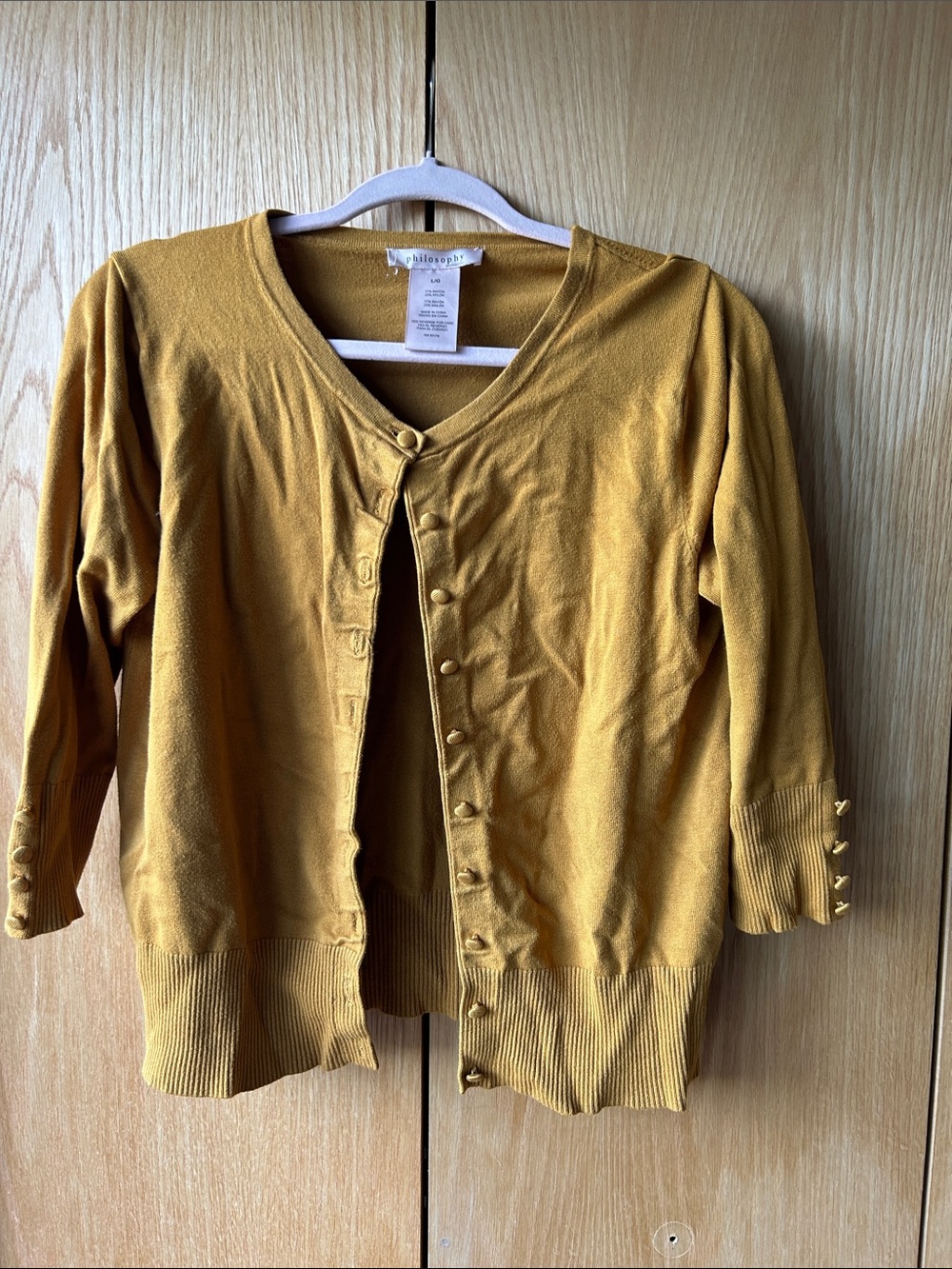 Philosophy Girls' Mustard Cardigan with Decorative Sleeve Buttons